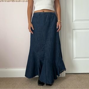 Asymmetrical Denim Maxi Flare Skirt🦋